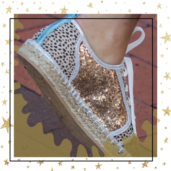 Kylie Glitter & Animal Print Sneakers Sz 11 NIB 1" Platform Holiday Ready - Picture 3 of 6